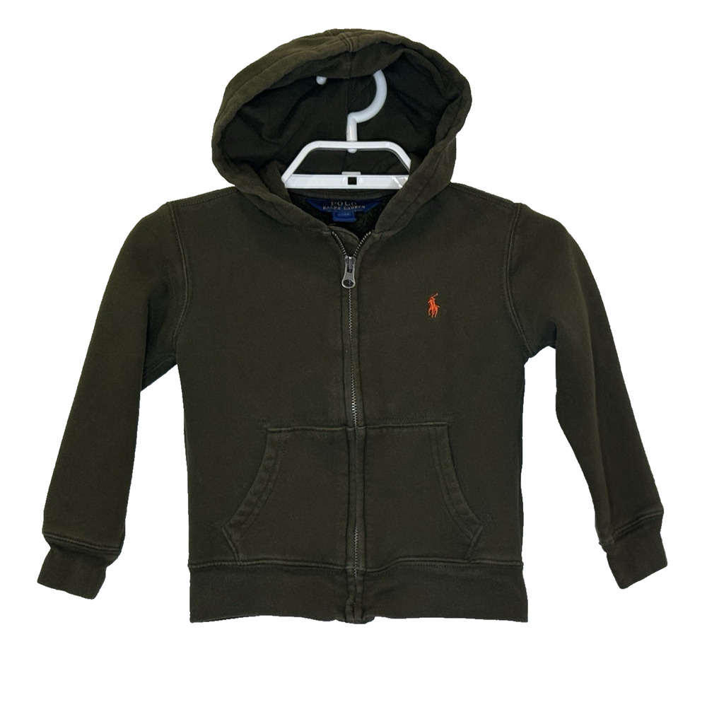 Polo Ralph Lauren Toddler Full Zip Hooded Sweatshirt Boys Size 4T Dark Green